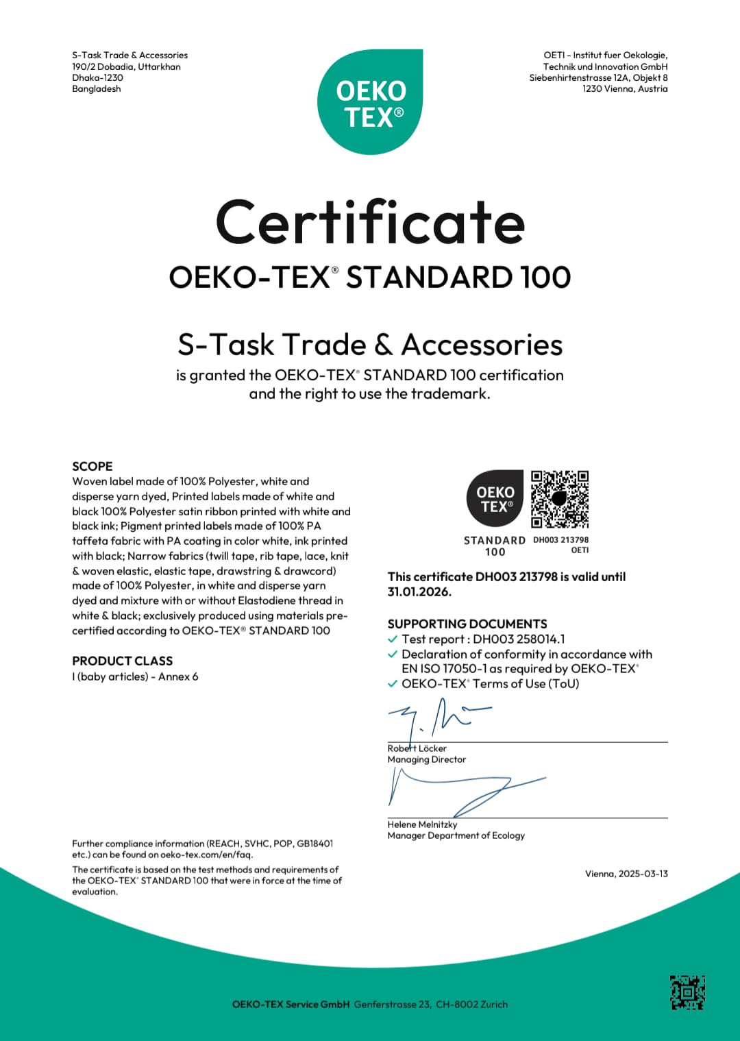 OEKO-TEX Certification